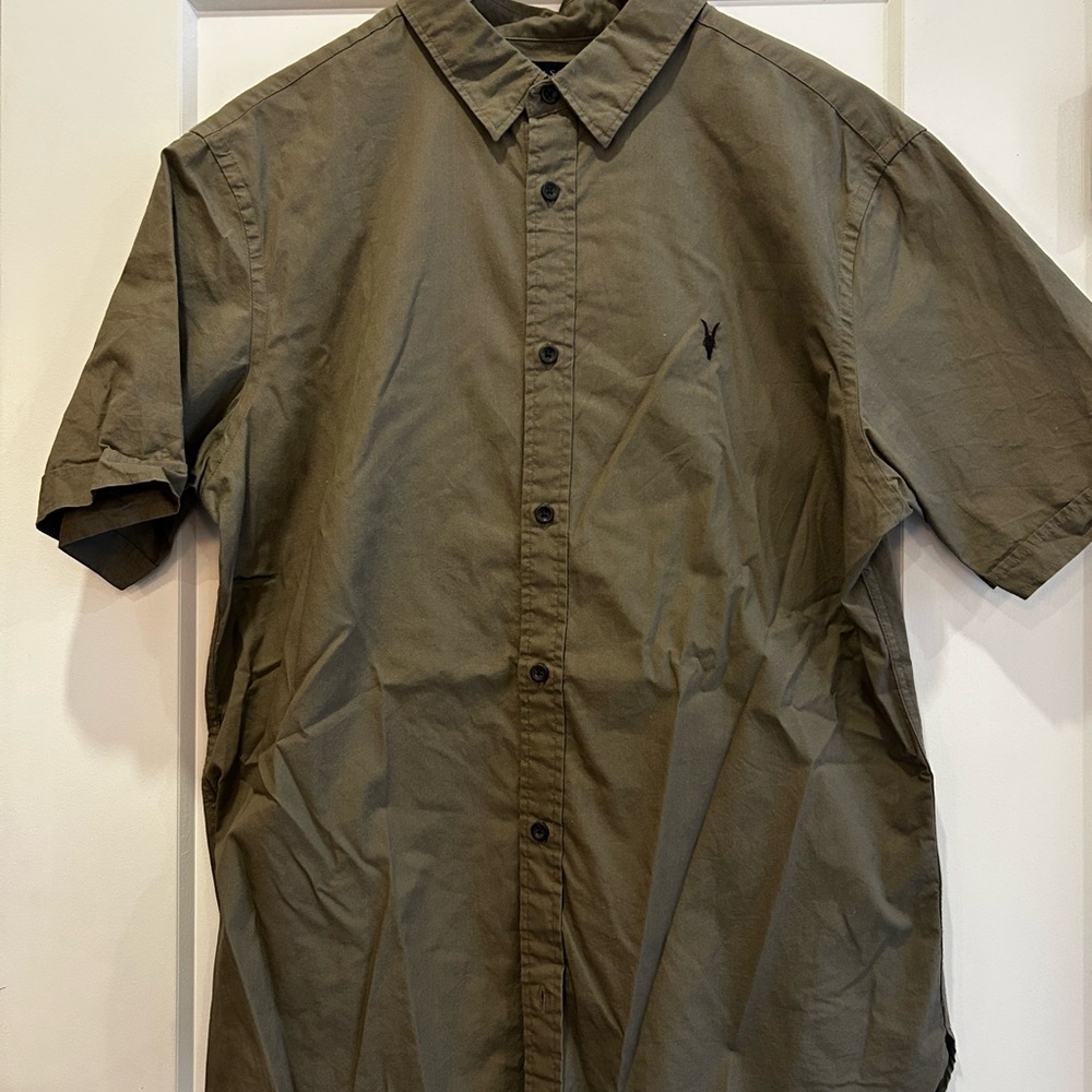 Men's Olive Green Short Sleeve Shirt - All Saints